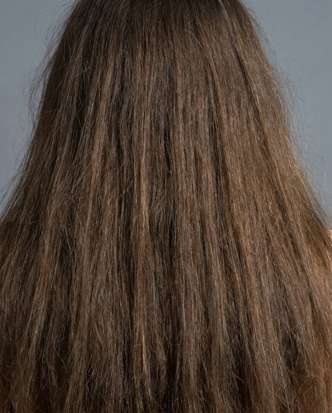 before - frizzy, dull hair